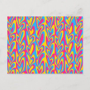 Groovy Trippy Squiggly Quirky Pansexual Pride Postcard