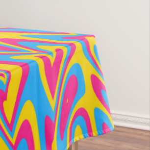 Groovy Trippy Squiggly Quirky Pansexual Pride  Tablecloth