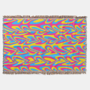 Groovy Trippy Squiggly Quirky Pansexual Pride Throw Blanket
