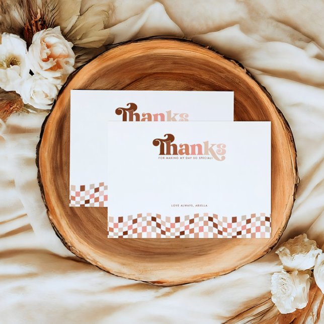 Groovy Two Cool Girls Chequered 2nd Birthday  Thank You Card (Creator Uploaded)