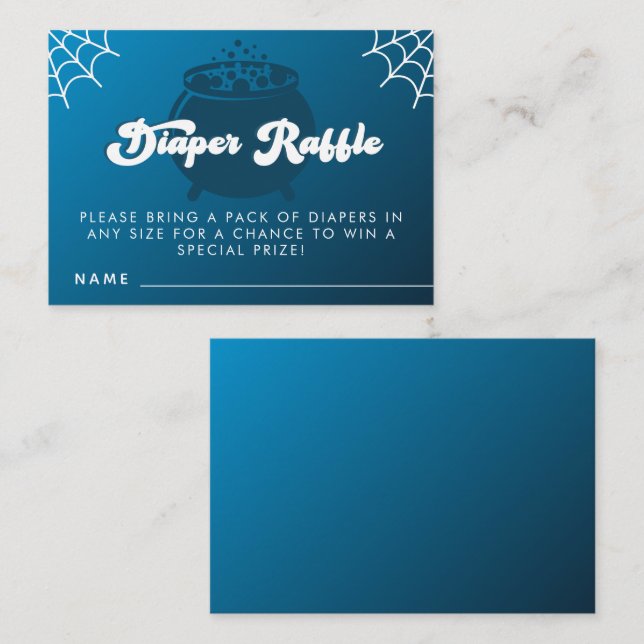 Groovy Typography Halloween Boy Blue Diaper Raffle Enclosure Card (Front/Back)