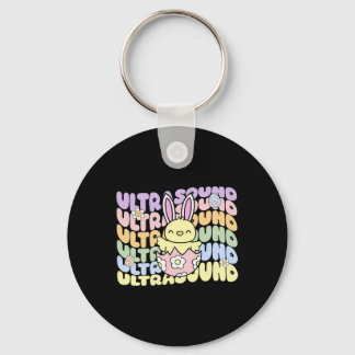 Groovy Ultrasound Tech Bunny Chick Eggs Easter Son Keychain