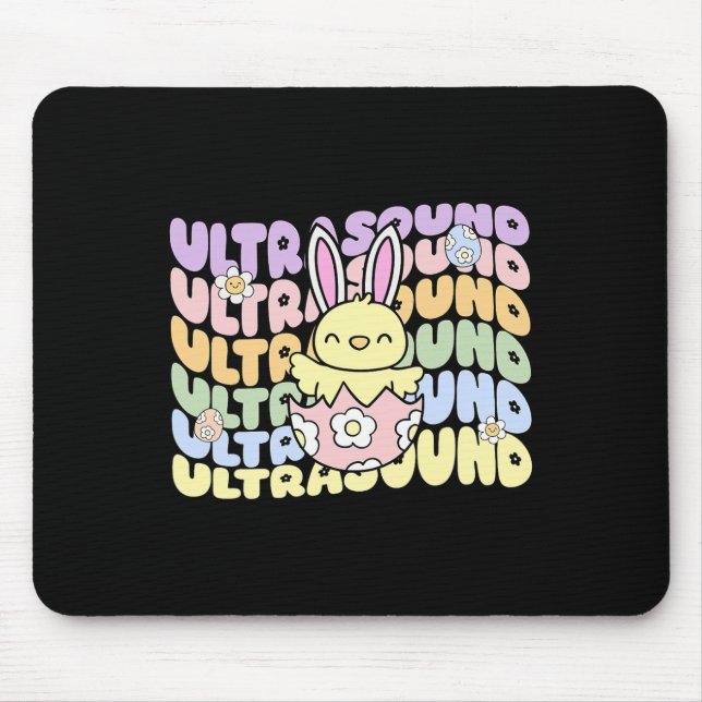 Groovy Ultrasound Tech Bunny Chick Eggs Easter Son Mouse Pad (Front)
