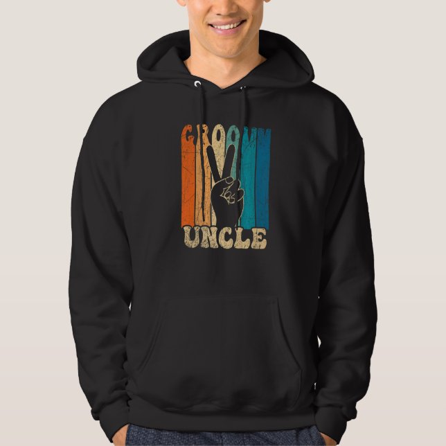 Groovy Uncle 70s Aesthetic Nostalgia 1970's Retro  Hoodie (Front)