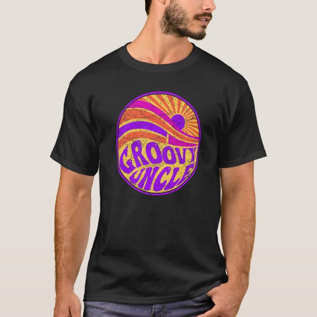 Groovy Uncle 70s Aesthetic Nostalgia 1970's Retro  T-Shirt (Front)