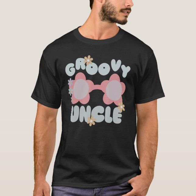 Groovy Uncle Retro Boho Flower Cute Glasses T-Shirt (Front)