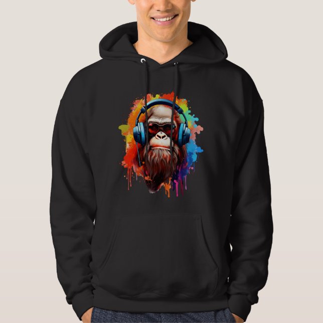 Groovy Urban Ape in Tunes Hoodie (Front)