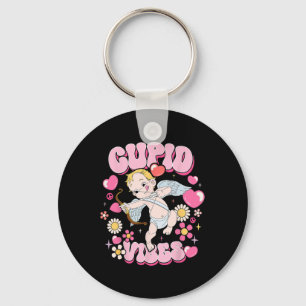 Groovy Valentine Cupid Vibes Happy V Day Couple Bo Keychain