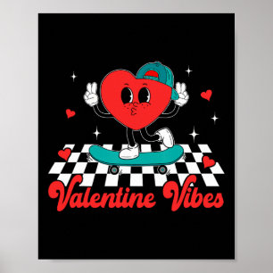 Groovy Valentine Vibes Cute Heart For Boys Couple  Poster