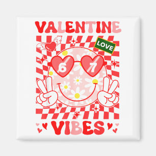 Groovy Valentine Vibes Happy Valentine's Day Girl Magnet