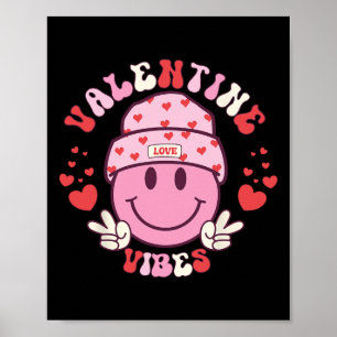Groovy Valentine Vibes Smile Face Valentines Day G Poster