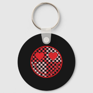Groovy Valentines Day Heart Smile Valentine Vibes  Keychain