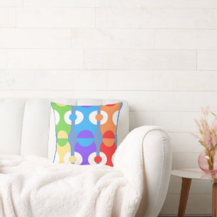 Groovy Vibes Colourful Chaos Geometric Throw Pillow