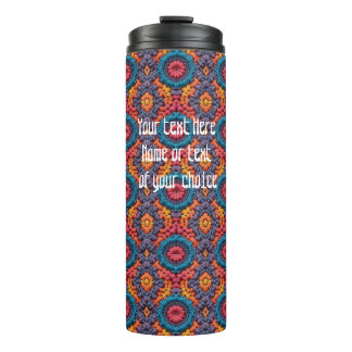 Groovy Vibes Crochet Customize Name Colours Boho Thermal Tumbler