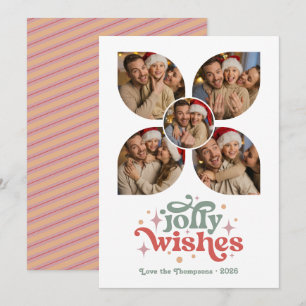Groovy Vibes Retro Photo Collage Christmas Holiday Card