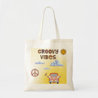Groovy Vibes Retro Tote Bag – Colorful 70s Aesthet