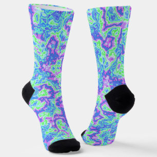 Groovy Vibrant Colourful Trippy Maximalist Marble Socks