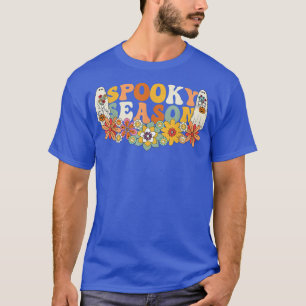 Groovy Vintage Floral Ghost Pumpkin Halloween Spoo T-Shirt