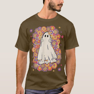 Groovy Vintage Flower Ghost Cute Spooky Season Hal T-Shirt