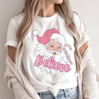 Groovy Vintage Pink Santa Claus Believe Christmas