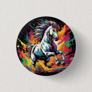 Groovy Vintage Race Horse Pop Art 1 Inch Round Button