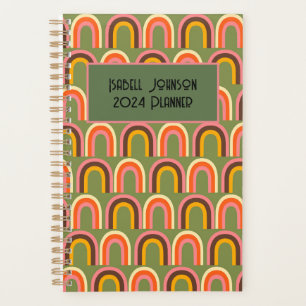 Groovy Vintage Style Rainbow Waves Colorfull  Planner