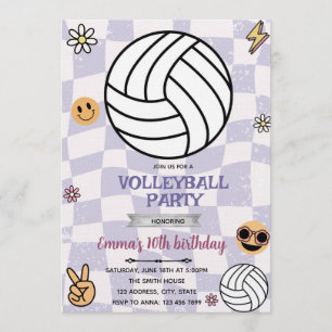 Groovy volleyball party invitation