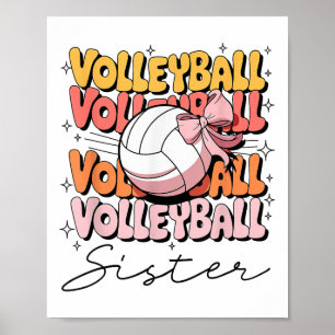 Groovy Volleyball Sister Coquette Bow Volleyball  Poster
