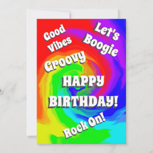 Groovy Wave of Colours Good Vibes Happy Birthday