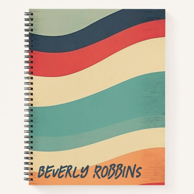 Groovy Waves Retro Notebook (Front)