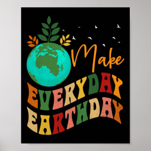 Groovy Wavy Environmental Awareness Earth Day Apri Poster