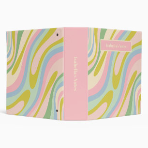 Groovy Wavy Loops Retro Abstract Pattern Pastel Binder