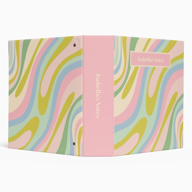 Groovy Wavy Loops Retro Abstract Pattern Pastel Binder (Background)