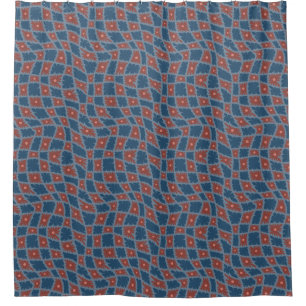 Groovy Wavy Trippy 60s Flower Checks Blue Red