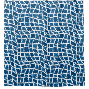 Groovy Wavy Trippy 60s Flower Checks Blues