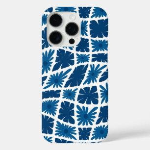 Groovy Wavy Trippy 60s Flower Checks Blues iPhone 16 Pro Case