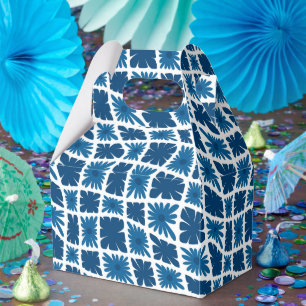 Groovy Wavy Trippy 60s Flower Checks Blues Favor Box