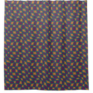 Groovy Wavy Trippy 60s Flower Checks Orange Pink