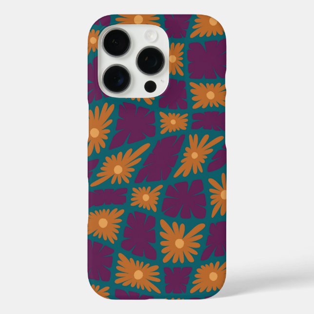 Groovy Wavy Trippy 60s Flower Checks Orange Pink Case-Mate iPhone Case (Back)