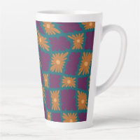 Groovy Wavy Trippy 60s Flower Checks Orange Pink