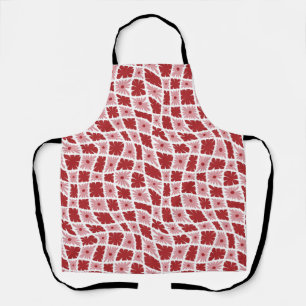 Groovy Wavy Trippy 60s Flower Checks Red Pink Apron