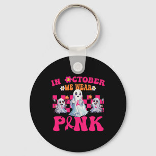 Groovy Wear Pink Breast Cancer Warrior Cute Ghost Keychain