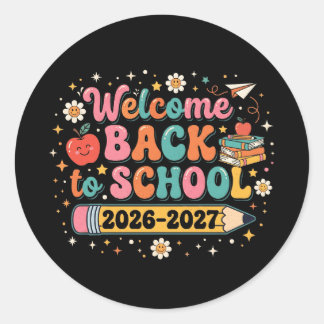 Groovy Welcome Back to School 2026-2027 Teacher  Classic Round Sticker