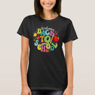 Groovy Welcome Back To School Rainbow Pencil Teach T-Shirt