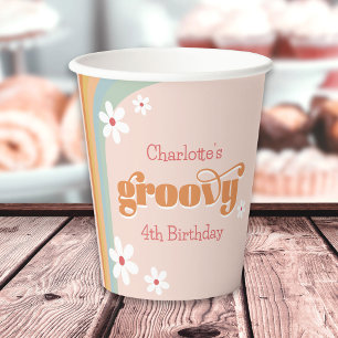 Groovy White Daisies 70's Girl's Birthday Party  Paper Cups
