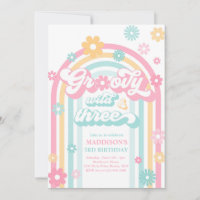 Groovy Wild And Three Boho Daisy Rainbow Birthday