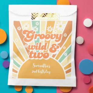 Groovy wild and two retro sun kids birthday favour bag