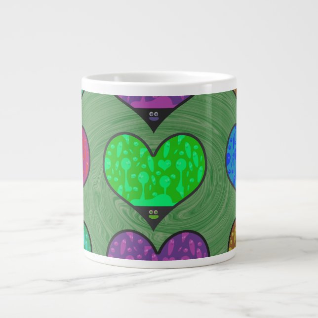 Groovy Wild Lava Hearts Fun Retro Life Large Coffee Mug (Front)