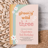 Groovy Wild White Daisies Girl's 3rd Birthday