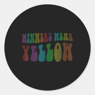 Groovy Winners Wear Yellow War Game 60s Go Summer Classic Round Sticker